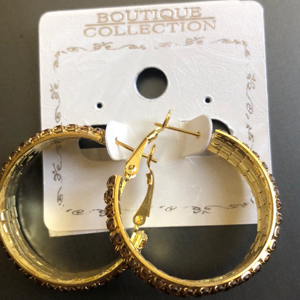 Small Gold Rhinestone Hoops